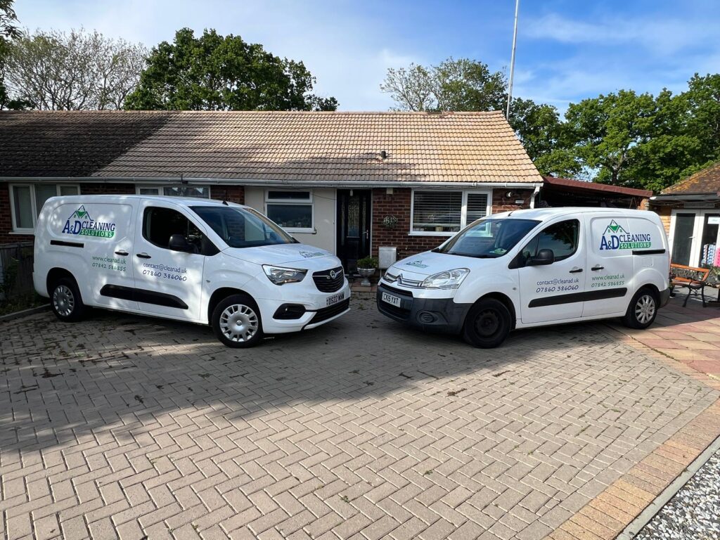 Professional pressure washing company in Kent with A&D Cleaning Solutions vans
